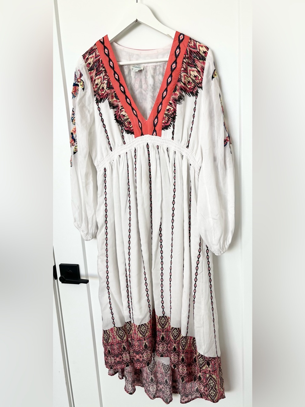 Sundance Catalog Embroidered High Low Amrita Story Dress Boho White Petite Small - Picture 4 of 15